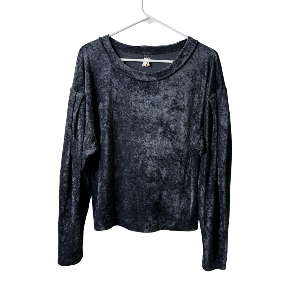 We the Free People Gray Velvet Dolman Sleeve Pullover Sweatee